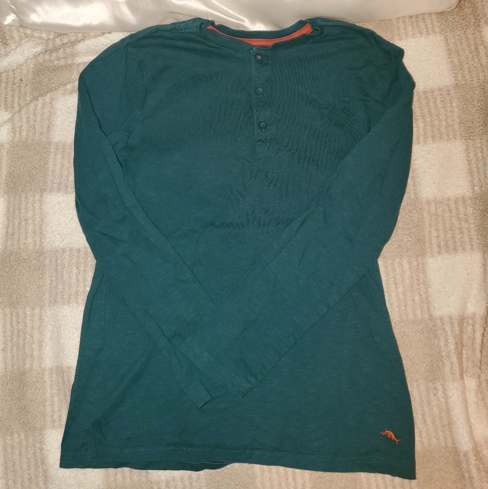 5 for $25 | Tommy Bahama Dark Green Long Sleeve Henley Shirt